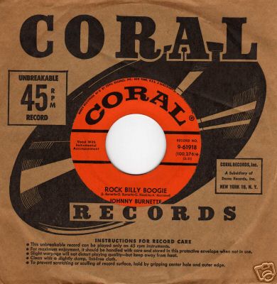 popsike.com - JOHNNY BURNETTE TRIO rockabilly 45 on CORAL nm LISTEN ...