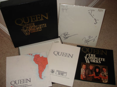 popsike.com - QUEEN - THE COMPLETE WORKS 14 ALBUM BOX SET FULLY AUTOGRAPHED ALL OF QUEEN - auction details