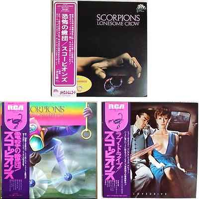 popsike.com - 3xLP Scorpions Lonesome Crow UXP-703-EB Brain Fly to the  Rainbow Lovedrive Japan - auction details