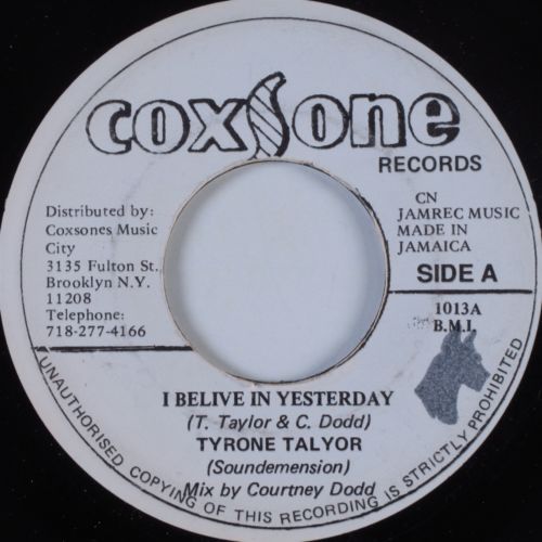  Tyrone Taylor - Yesterday - Reggae Blank 45 Beatles Cover -  Coxsone - auction details