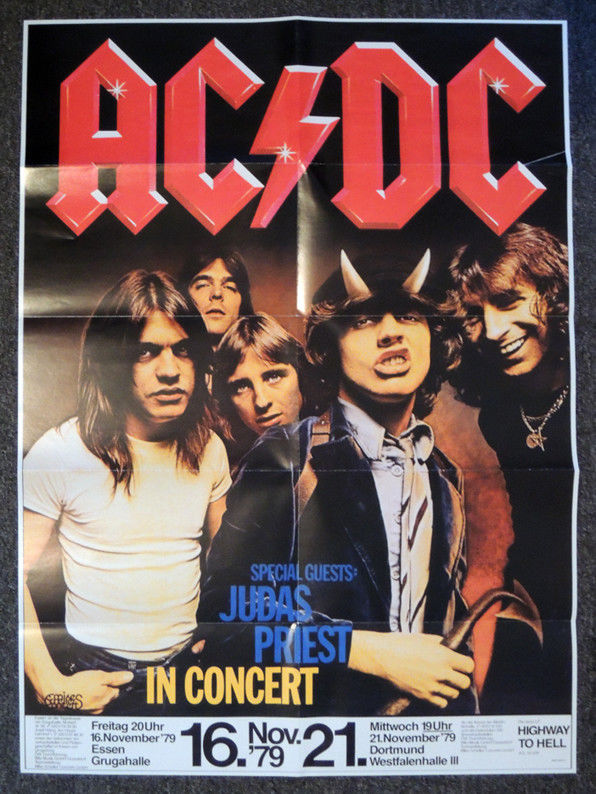  AC/DC CONCERT TOUR POSTER . GERMANY 16 & 21 NOV 1979
