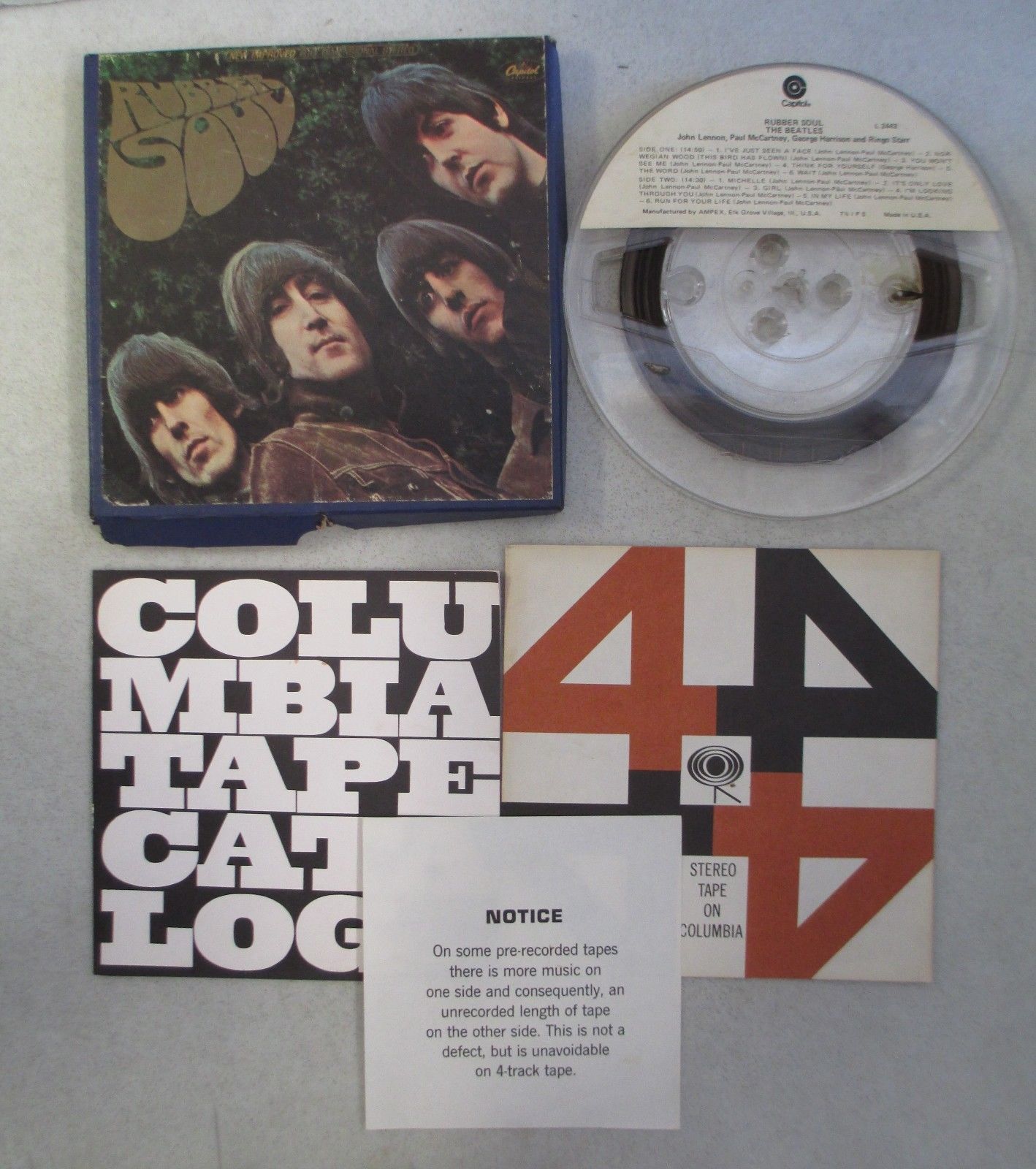  AMPEX THE BEATLES - RUBBER SOUL 4 TRACK REEL TO REEL TAPE 7  1/2 IPS CAPITOL 2442 - auction details
