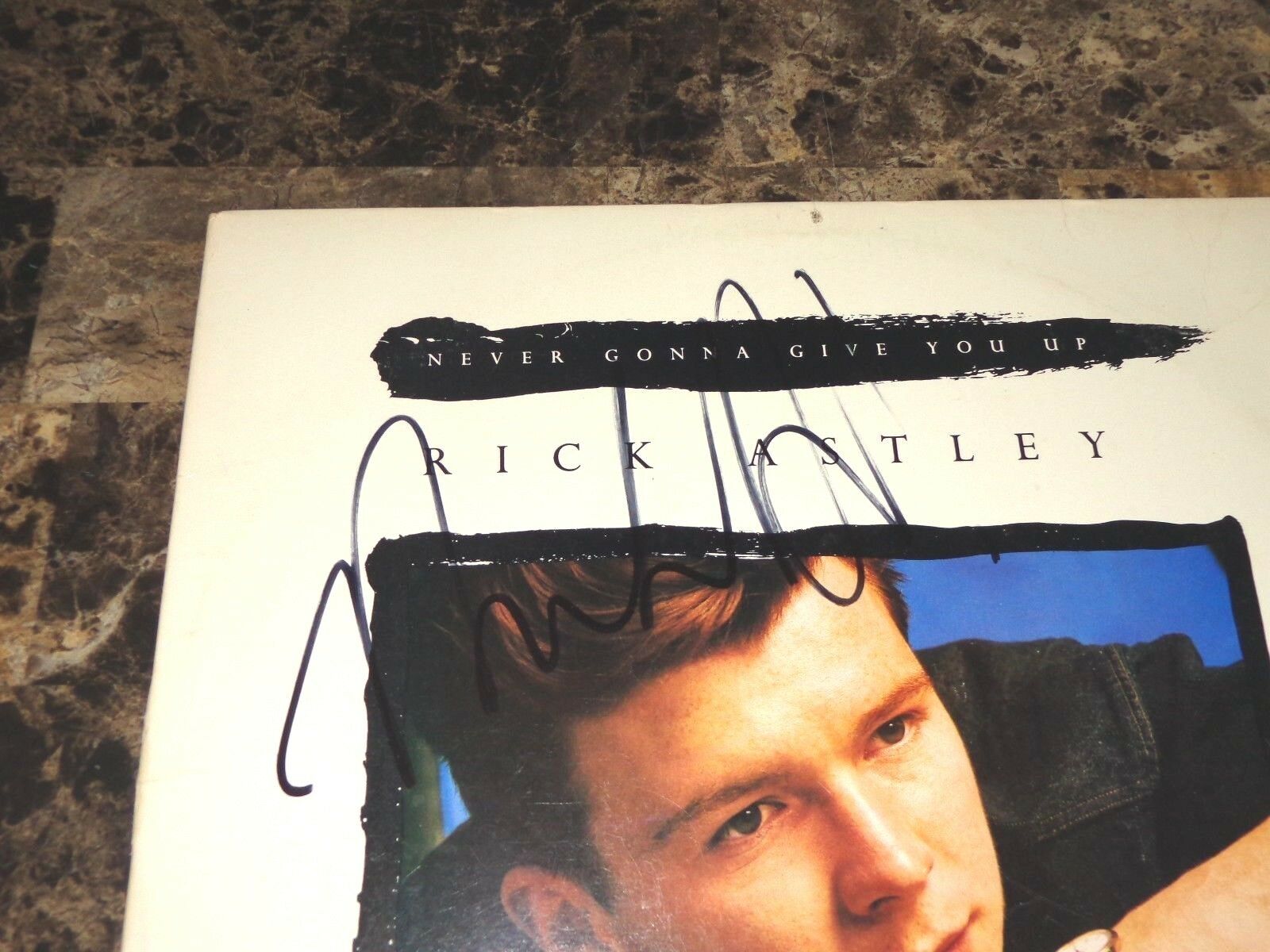 Gripsweat - Rick Astley Signed Never Gonna Give You Up 7 Vinyl Record 45  RPM RICK ROLL RAD