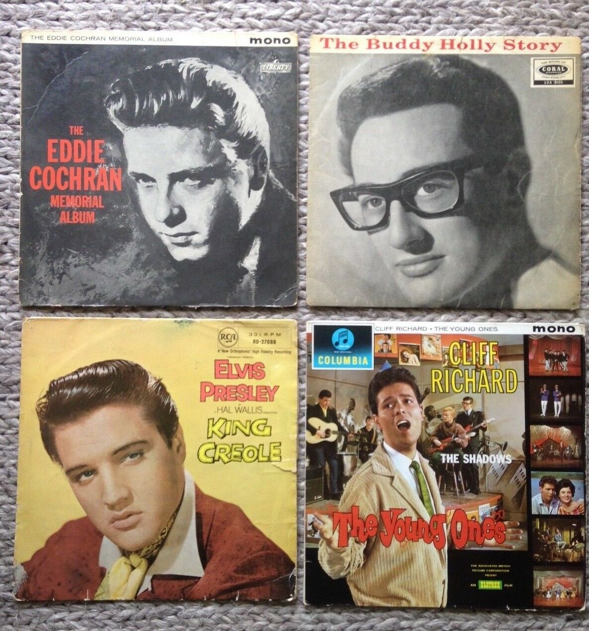 popsike.com - 4 Rock n Roll Vinyl LPs Original Issues Elvis Cochran Buddy Holly Cliff 50s - details