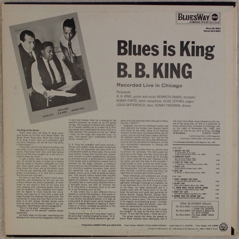 Popsike.com - BB KING: Blues Is King US B.B. BluesWay BLS-6001 60s ...