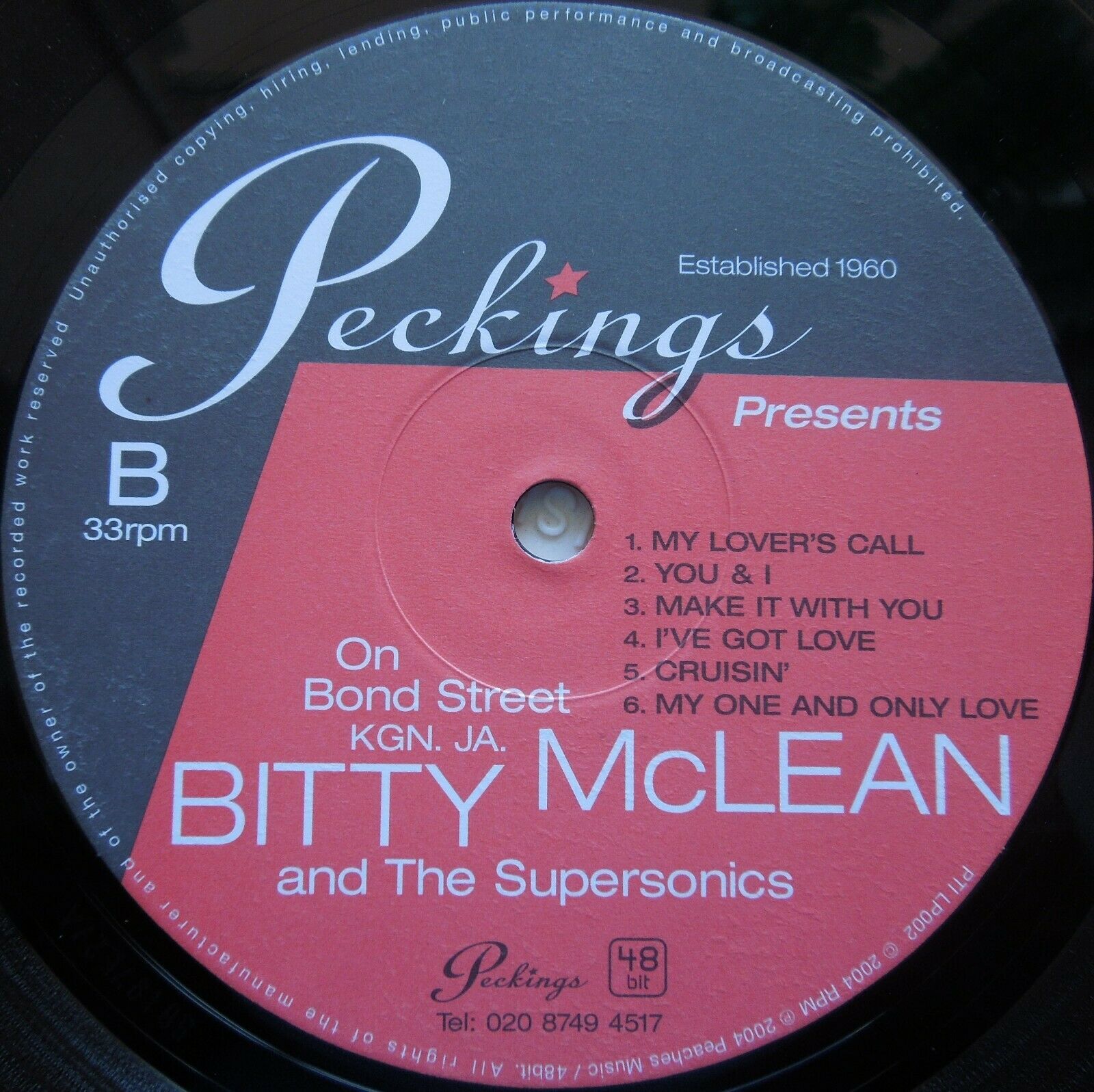 Bitty Mclean On Bond Street Dub アナログ盤 新品 Peckings Records 