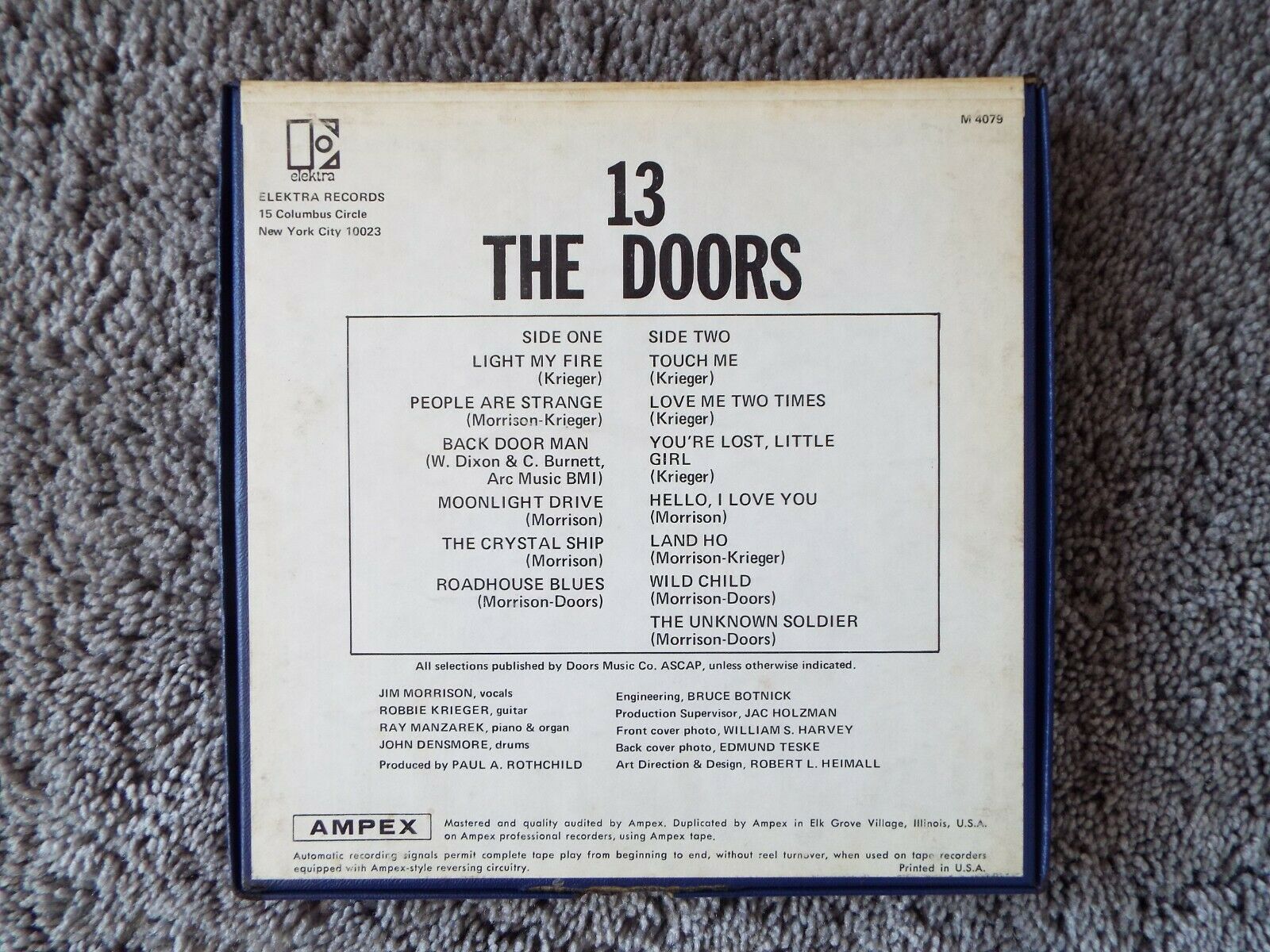  RARE-THE DOORS-JIM MORRISON-13-REEL TO REEL TAPE 4 TRACK 7 1/2  IPS STEREO-AMPEX - auction details