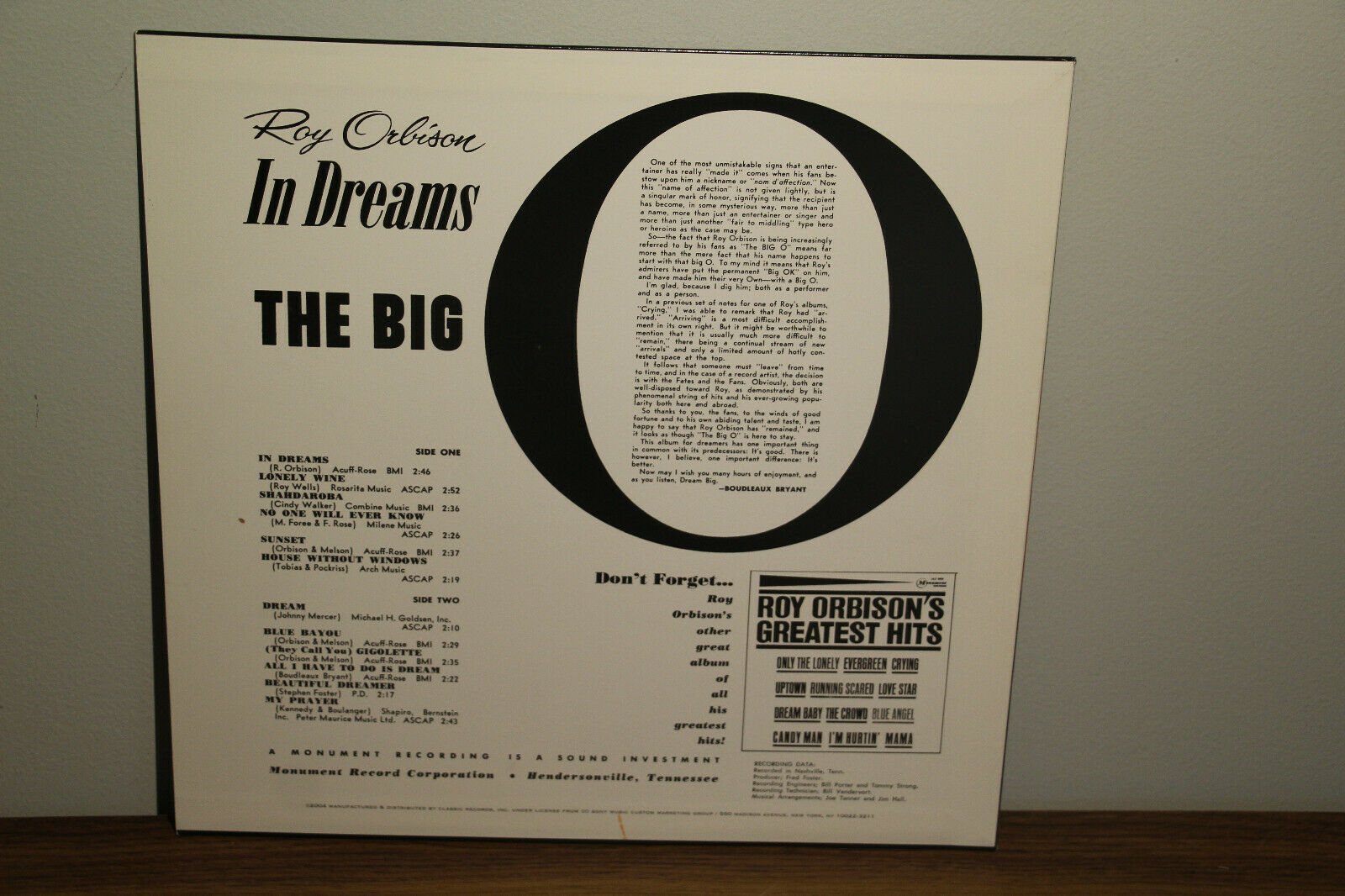 popsike.com - ROY ORBISON / In Dreams TEST PRESSING Classic Records Sealed  audiophile 180 gram - auction details