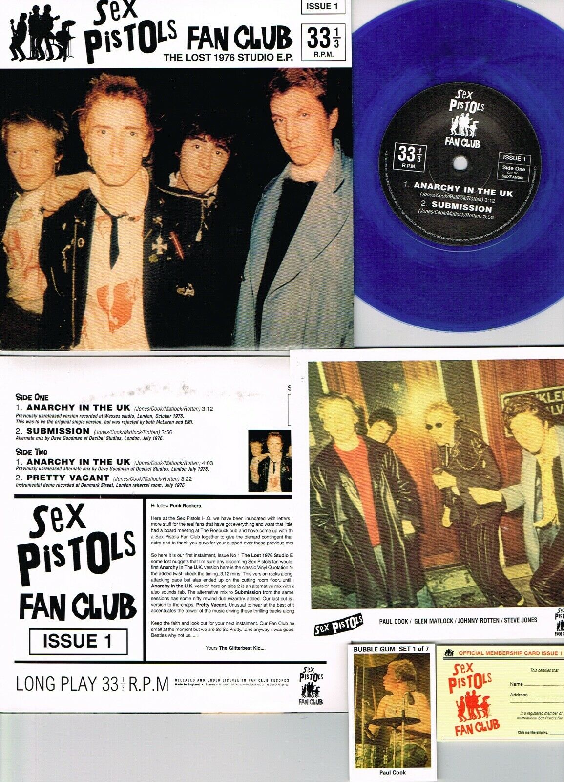 popsike.com - SEX PISTOLS - FAN CLUB ISSUE 1 THE LOST 1976 STUDIO EP  (SEXFAN001) BLUE 7