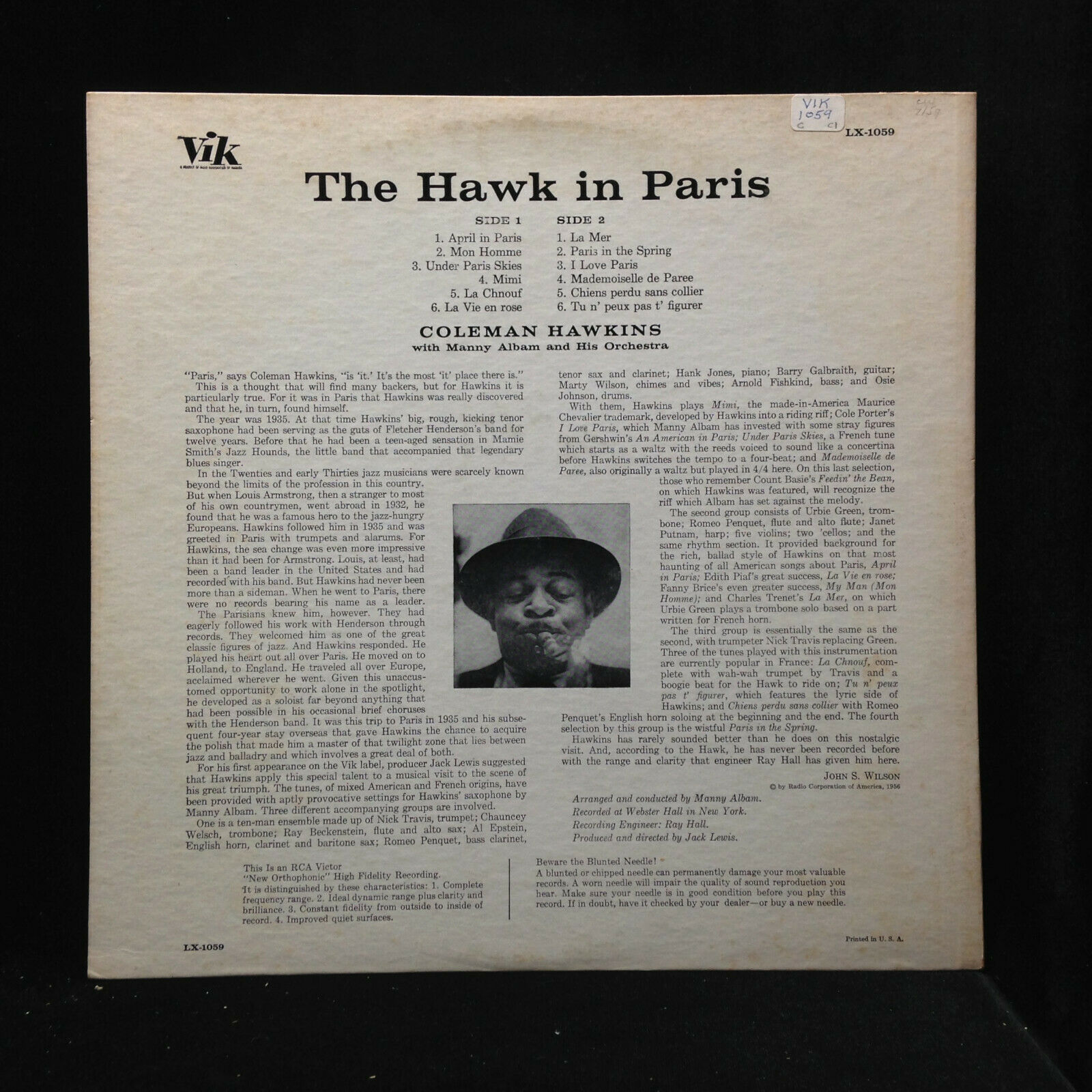 popsike.com - Coleman Hawkins-The Hawk In Paris-Vik 1059-MANNY