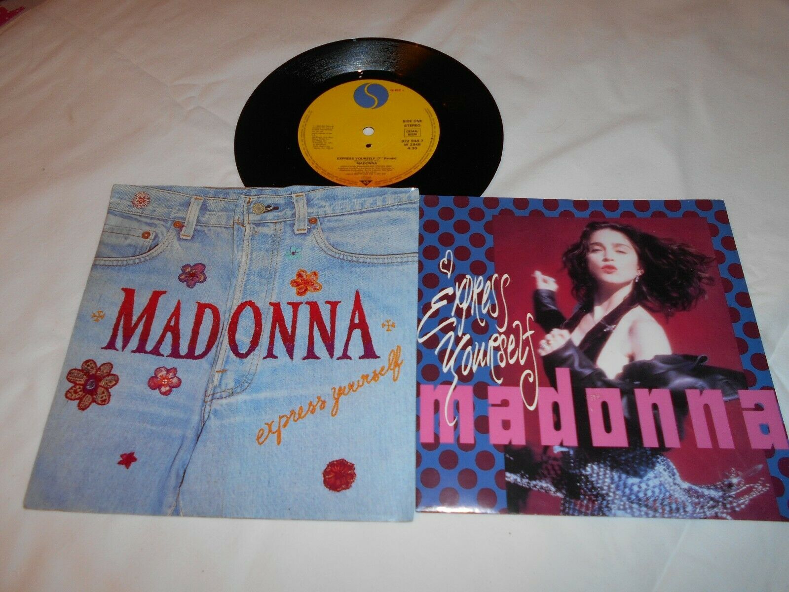 MADONNA VINYL RECORD BOX SET LOT SEALED EXPRESS YOURSELF SHIRT POSTCARDS  DISC