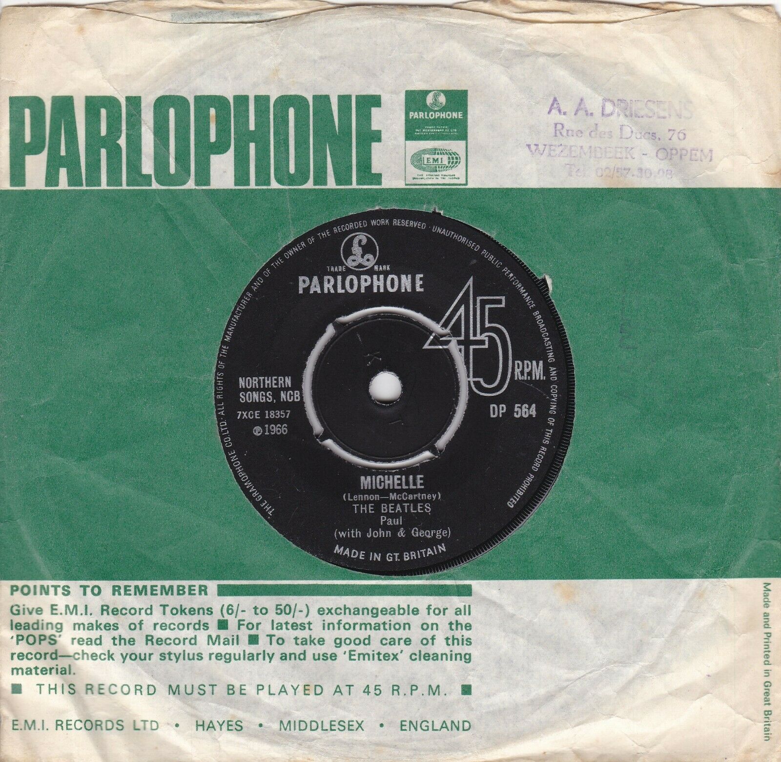 popsike THE BEATLES michelle drive my car UK PARLOPHONE