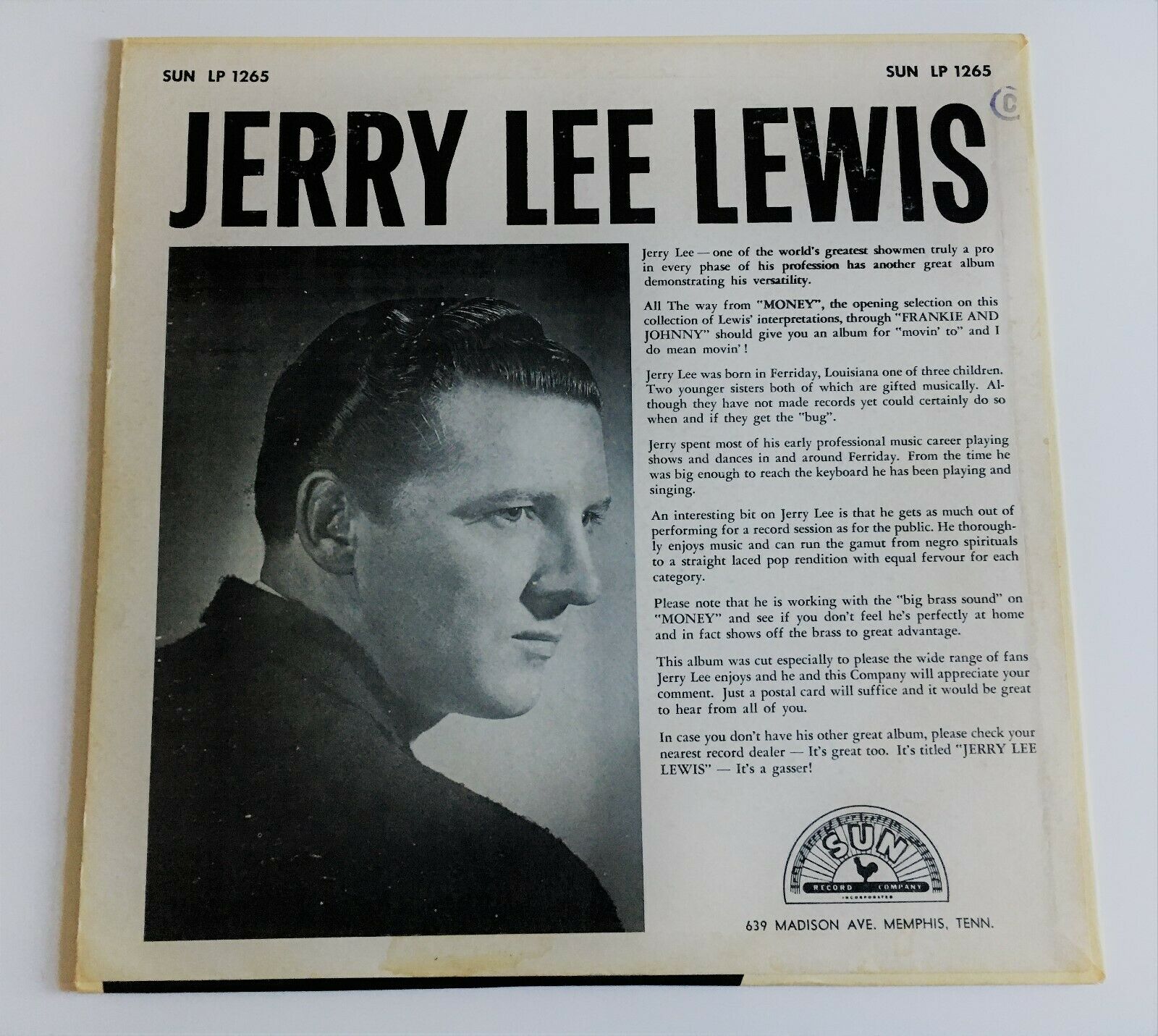 JERRY LEE LEWIS US SUN-1265 Original LP GREATEST ロカビリー-