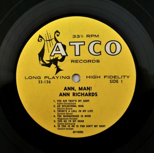 popsike.com - ANN RICHARDS MAN '61 MONO VINYL LP BLUESY JAZZ ATCO