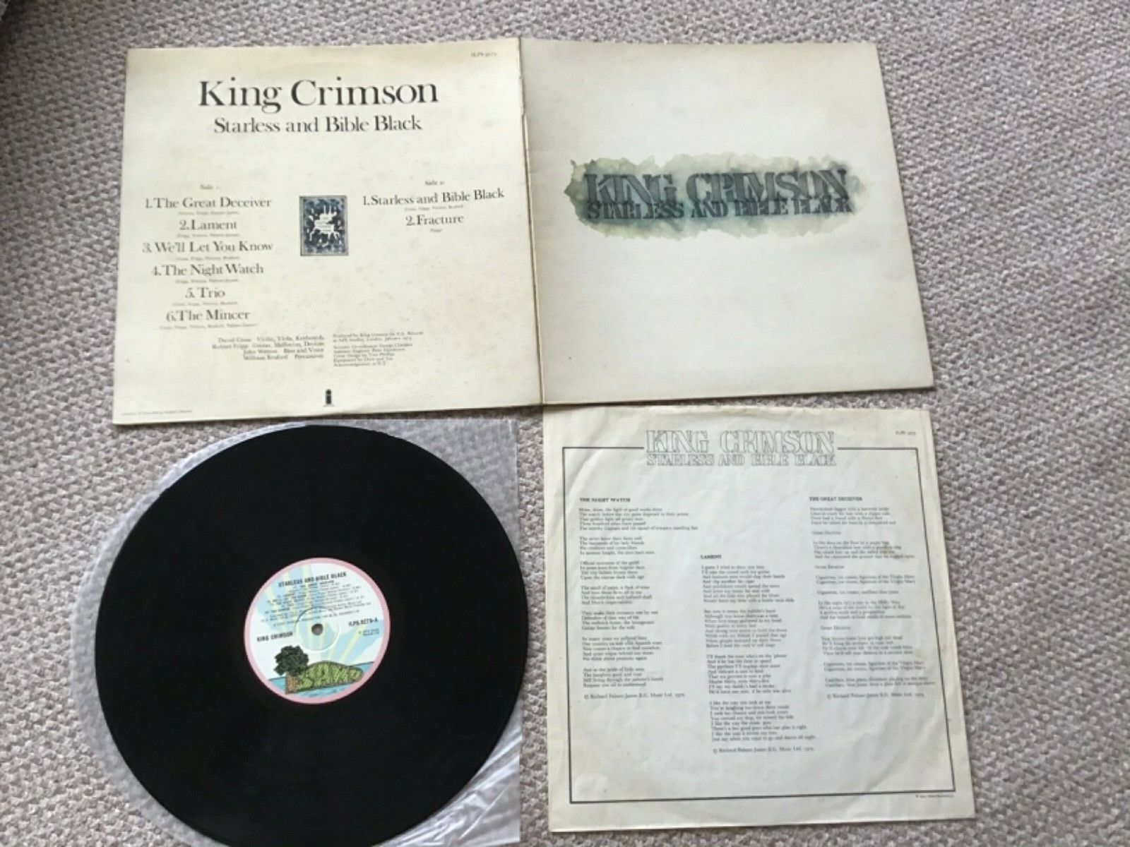 popsike.com - King Crimson - starless bible black LP UK 1974 rim palm tree  Island + inner 1ST - auction details