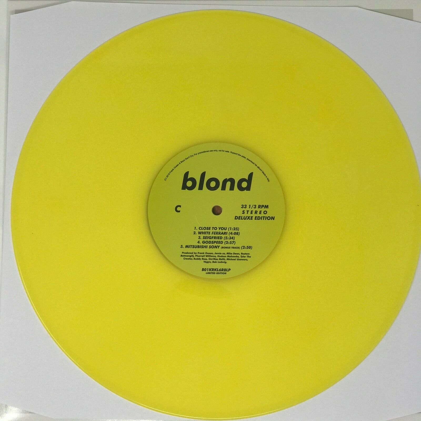 Gripsweat - FRANK OCEAN, BLOND, 180 GRAM YELLOW COLORED VINYL 2LP, NEW