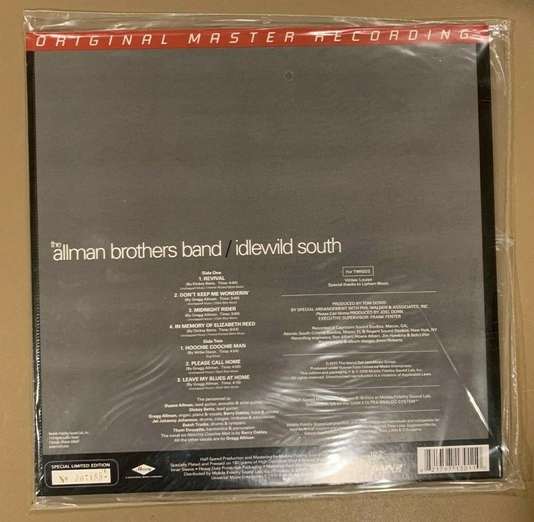 popsike.com - Allman Brothers Band ?IDLEWILD SOUTH 180g Vinyl LP
